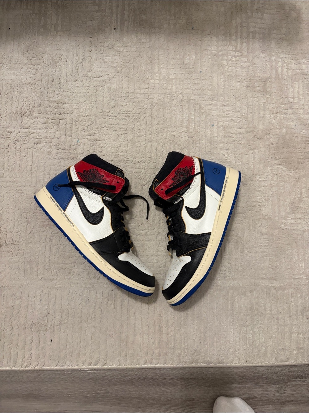 Nike Kids Black White Red Blue High-Top Sneakers